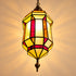 Moroccan Stained Glass Pendant Light, Geometric Hanging Lantern, Red Yellow Chandelier, Boho Ceiling Lamp