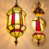 Moroccan Stained Glass Pendant Light, Geometric Hanging Lantern, Red Yellow Chandelier, Boho Ceiling Lamp