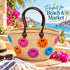 Moroccan Straw Basket Bag, Colorful Smiley Face Beach Tote, Handmade Woven Summer Bag, Brown Leather Handles