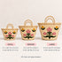 Moroccan Straw Basket, Floral Handwoven Tote, Palm Leaf Market Bag, Embroidered Flower Beach Basket