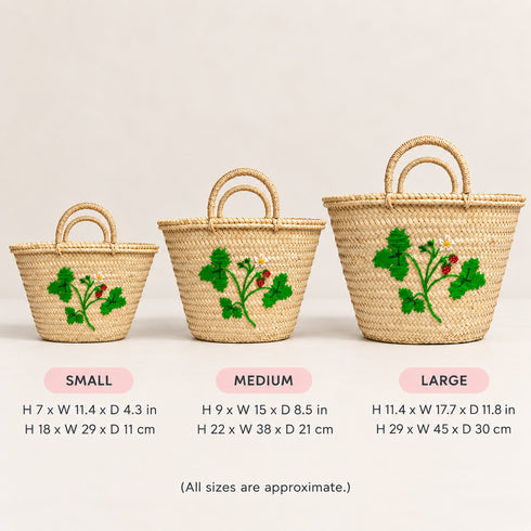 Moroccan Straw Basket, Handwoven Berry Embroidery Tote, Palm Leaf Market Bag, Picnic & Beach Basket