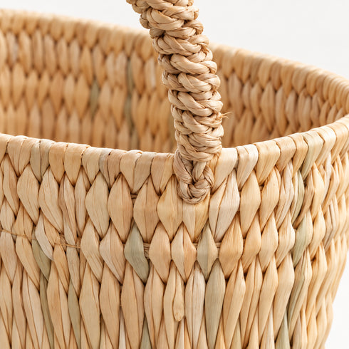 Moroccan Straw Basket, Handwoven Market Tote, Natural Palm Leaf Bag
