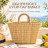 Moroccan Straw Basket, Handwoven Market Tote, Natural Palm Leaf Bag