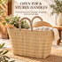 Moroccan Straw Basket, Handwoven Market Tote, Natural Palm Leaf Bag