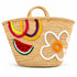 Moroccan Straw Basket, Handwoven Summer Tote, Watermelon Flower Market Bag, Palm Leaf Beach Basket