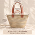 Moroccan Straw Market Basket, Handwoven Palm Leaf Tote, Leather Handle Beach Bag