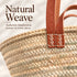 Moroccan Straw Market Basket, Handwoven Palm Leaf Tote, Leather Handle Beach Bag