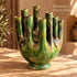 Moroccan Tamegroute Candelabra, Handmade Green Ceramic Candle Holder, 8 Arm Candlestick, Boho Home Decor