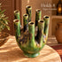 Moroccan Tamegroute Candelabra, Handmade Green Ceramic Candle Holder, 8 Arm Candlestick, Boho Home Decor