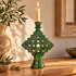 Moroccan Tamegroute Candle Holder, Green Ceramic Candlestick, Handmade Pottery, Rustic Boho Home Decor