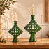 Moroccan Tamegroute Candle Holder, Green Ceramic Candlestick, Handmade Pottery, Rustic Boho Home Decor