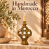 Moroccan Tamegroute Candle Holder, Handmade Ceramic Candlestick, Sculptural Yellow Pottery, Boho Home Decor