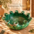 Moroccan Tamegroute Candle Holder, Handmade Green Ceramic Candelabra Bowl, Multi Candle Holder, Boho Home Decor