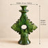 Moroccan Tamegroute Candle Holder, Handmade Green Ceramic Candlestick, Sculptural Berber Pottery, Boho Home Decor