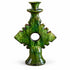 Moroccan Tamegroute Candle Holder, Handmade Green Ceramic Candlestick, Sculptural Berber Pottery, Boho Home Decor