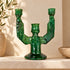 Moroccan Tamegroute Candle Holder, Handmade Green Pottery Candelabra, 3 Arm Ceramic Candlestick, Boho Home Decor