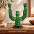 Moroccan Tamegroute Candle Holder, Handmade Green Pottery Candelabra, 3 Arm Ceramic Candlestick, Boho Home Decor