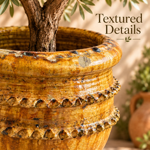 Moroccan Tamegroute Planter, Handmade Yellow Ceramic Plant Pot, Rustic Large Pottery Vase, Boho Mediterranean Decor