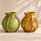 Moroccan Tamegroute Pottery Vase, Handmade Ceramic Flower Vase, Green Yellow Textured Vase, Rustic Boho Home Decor