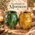 Moroccan Tamegroute Pottery Vase, Handmade Ceramic Flower Vase, Green and Yellow Rustic Home Decor, Boho Pottery