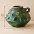 Moroccan Tamegroute Vase, Handmade Green Ceramic Flower Vase, Rustic Pottery with Handle, Boho Mediterranean Home Decor