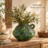 Moroccan Tamegroute Vase, Handmade Green Ceramic Flower Vase, Rustic Pottery with Handle, Boho Mediterranean Home Decor
