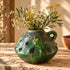 Moroccan Tamegroute Vase, Handmade Green Ceramic Flower Vase, Rustic Pottery with Handle, Boho Mediterranean Home Decor
