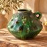 Moroccan Tamegroute Vase, Handmade Green Ceramic Flower Vase, Rustic Pottery with Handle, Boho Mediterranean Home Decor