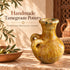 Moroccan Tamegroute Vase, Handmade Yellow Ceramic Pottery, Double Handle Rustic Flower Vase, Boho Home Decor