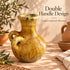 Moroccan Tamegroute Vase, Handmade Yellow Ceramic Pottery, Double Handle Rustic Flower Vase, Boho Home Decor
