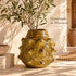 Moroccan Tamegroute Vase, Handmade Yellow Ceramic Spiked Vase, Sculptural Pottery, Rustic Boho Home Decor