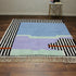 Moroccan Wool Rug, Abstract Geometric Berber Rug, Blue Lilac Black White Handmade Area Carpet