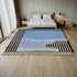Moroccan Wool Rug, Abstract Geometric Berber Rug, Blue Lilac Black White Handmade Area Carpet