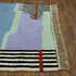Moroccan Wool Rug, Abstract Geometric Berber Rug, Blue Lilac Black White Handmade Area Carpet