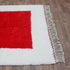 Moroccan Wool Rug, Red Geometric Berber Rug, Handmade White Area Carpet, Modern Plush Moroccan Rug