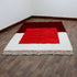 Moroccan Wool Rug, Red Geometric Berber Rug, Handmade White Area Carpet, Modern Plush Moroccan Rug