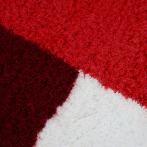 Moroccan Wool Rug, Red Geometric Berber Rug, Handmade White Area Carpet, Modern Plush Moroccan Rug