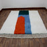 Moroccan Wool Rug, Abstract Geometric Berber Rug, Orange Blue Green Handmade Area Carpet, Modern Art Rug