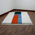 Moroccan Wool Rug, Abstract Geometric Berber Rug, Orange Blue Green Handmade Area Carpet, Modern Art Rug