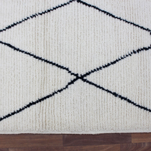 Moroccan Wool Rug, Black White Diamond Berber Rug, Handmade Beni Ourain Area Carpet, Boho Wool Rug