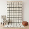 Moroccan Wool Rug, Black White Grid Berber Rug, Handmade Checkered Area Carpet, Minimalist Wool Rug