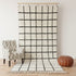 Moroccan Wool Rug, Black White Grid Berber Rug, Handmade Checkered Area Carpet, Minimalist Wool Rug