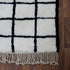 Moroccan Wool Rug, Black White Grid Berber Rug, Handmade Checkered Area Carpet, Minimalist Wool Rug