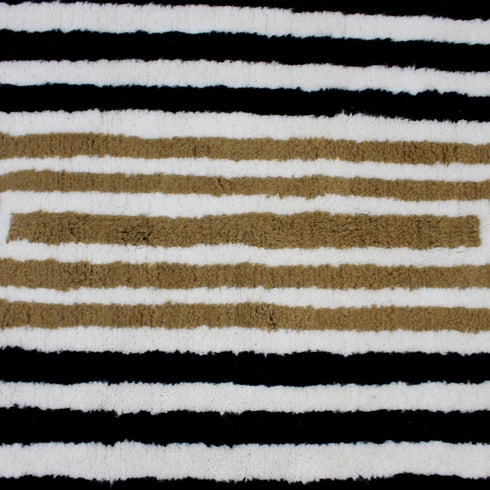 Moroccan Wool Rug, Geometric Berber Rug, Black Beige White Handmade Area Carpet, Modern Plush Rug