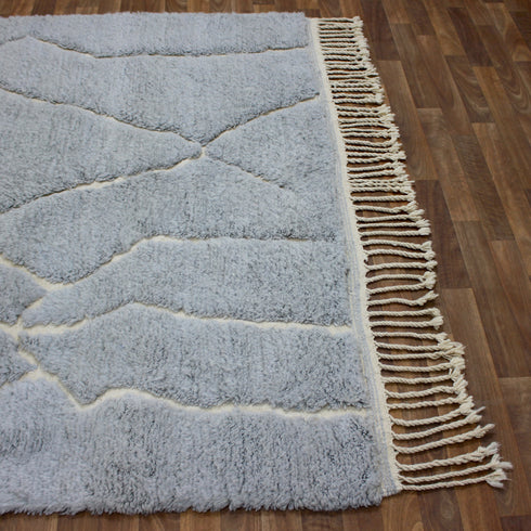 Moroccan Wool Rug, Gray Berber Rug, Abstract Ivory Line Area Carpet, Handmade Minimalist Beni Ourain Rug