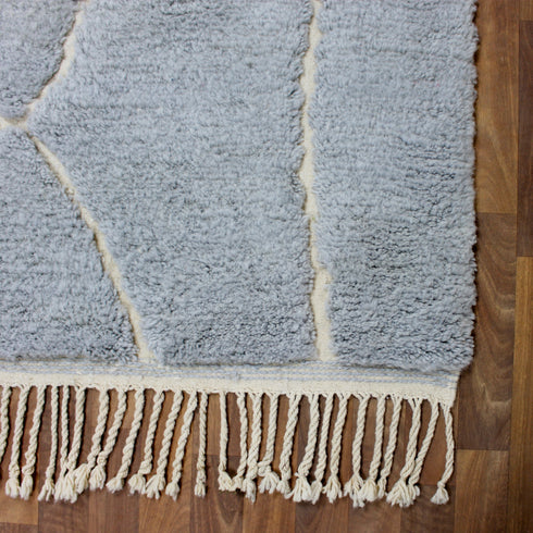Moroccan Wool Rug, Gray Berber Rug, Abstract Ivory Line Area Carpet, Handmade Minimalist Beni Ourain Rug