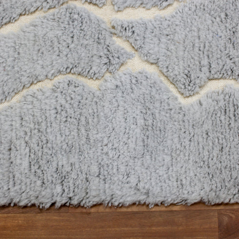 Moroccan Wool Rug, Gray Berber Rug, Abstract Ivory Line Area Carpet, Handmade Minimalist Beni Ourain Rug