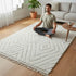 Moroccan Wool Rug, Ivory Beni Ourain Rug, Geometric Diamond Berber Carpet, Handmade Area Rug