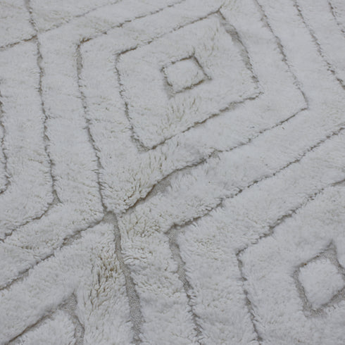 Moroccan Wool Rug, Ivory Beni Ourain Rug, Geometric Diamond Berber Carpet, Handmade Area Rug