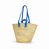 Moroccan straw basket with flat leather handles